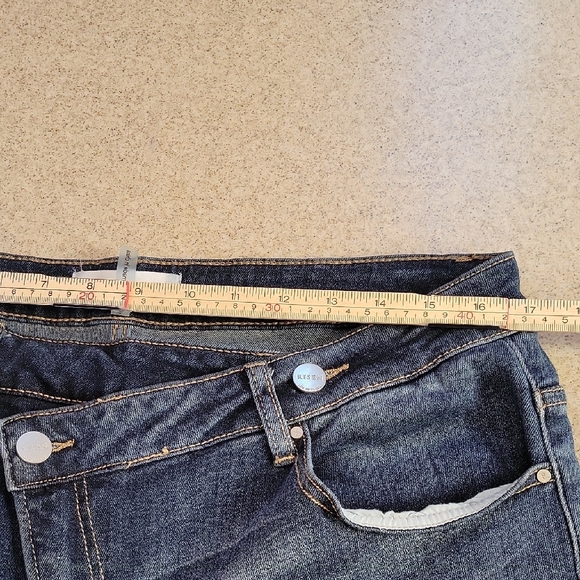 Risen ASYMMETRICAL Straight Leg Dark Blur Demin Jeans Size 1XL - Picture 9 of 12